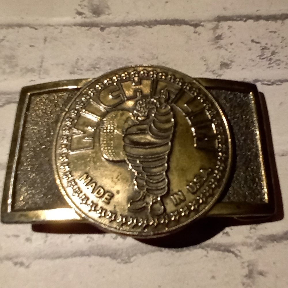 Gold Belt Buckle Michelin Man Bibendum